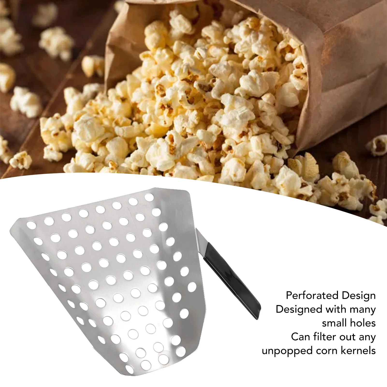 F5 Ergonomic French Fries Shovel Single Handle Popcorn Scoop Stainless Steel Fries Scooper with Holes for Movie Theater Shop
F5 Ergonomic French Fries Shovel Single Handle Popcorn Scoop Stainless Steel Fries Scooper with Holes for Movie Theater Shop