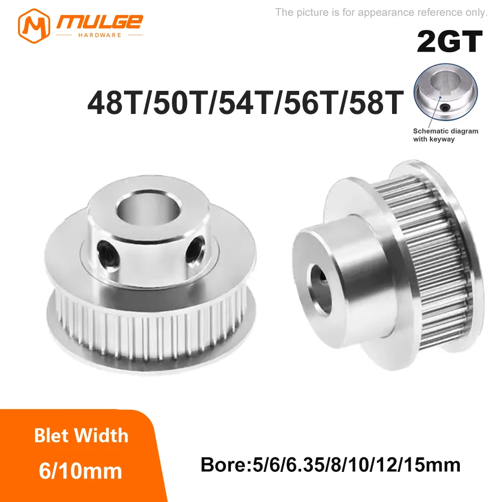 2GT Timing Pulley 48T/50T/52/54T/56T/58Teeth GT2 Pulley Width 6/10/mm Belt 3D Printer Parts
2GT Timing Pulley 48T/50T/52/54T/56T/58Teeth GT2 Pulley Width 6/10/mm Belt 3D Printer Parts