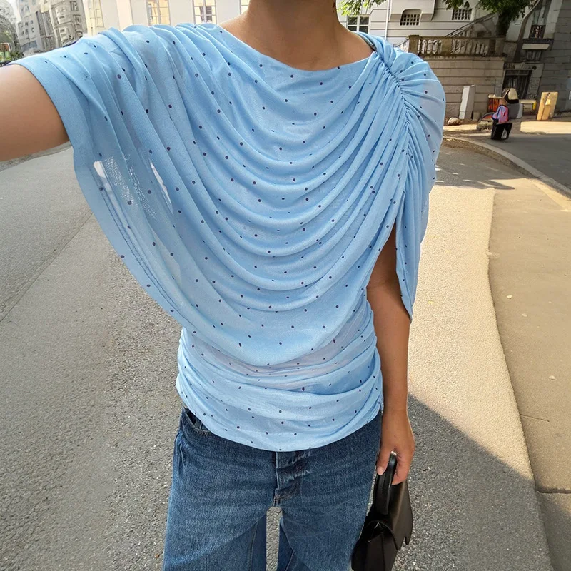 Tornova Polka Dot Printed Mesh Casual T-shirt Women's Sexy See-through Slim Ruched Top Female Commuting Party Clothes 2026 New
Tornova Polka Dot Printed Mesh Casual T-shirt Women's Sexy See-through Slim Ruched Top Female Commuting Party Clothes 2026 New