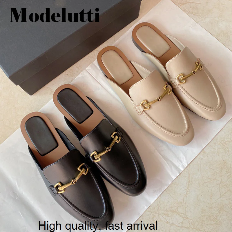 Spring 2023 New Summer Fashion Buckle Design Genuine Leather Missed Heel Flat Shoes Loafers Mules Simple Casual Women
Spring 2023 New Summer Fashion Buckle Design Genuine Leather Missed Heel Flat Shoes Loafers Mules Simple Casual Women