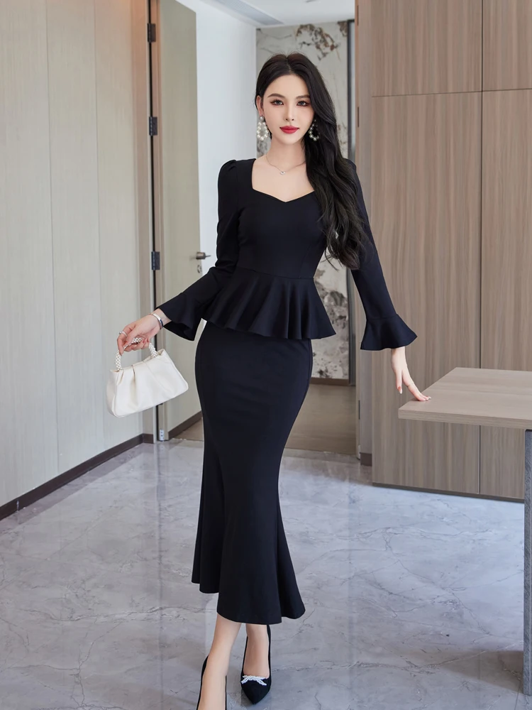 Autumn dress women's new style elegant mid-length slim fake two-piece long-sleeved fashionable women's fishtail dress
Autumn dress women's new style elegant mid-length slim fake two-piece long-sleeved fashionable women's fishtail dress