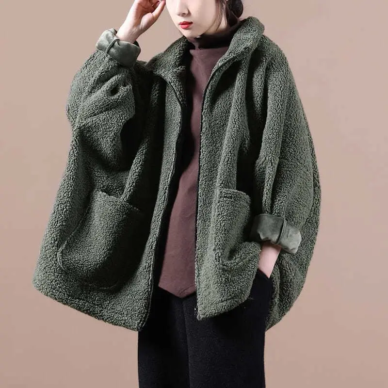 Loose Fit Thiened Lamb Fur Jaet Zipper Closure Artistic Sle Women's Autumn Winter Coat Korean Faion plus Size Jaet
Loose Fit Thiened Lamb Fur Jaet Zipper Closure Artistic Sle Women's Autumn Winter Coat Korean Faion plus Size Jaet