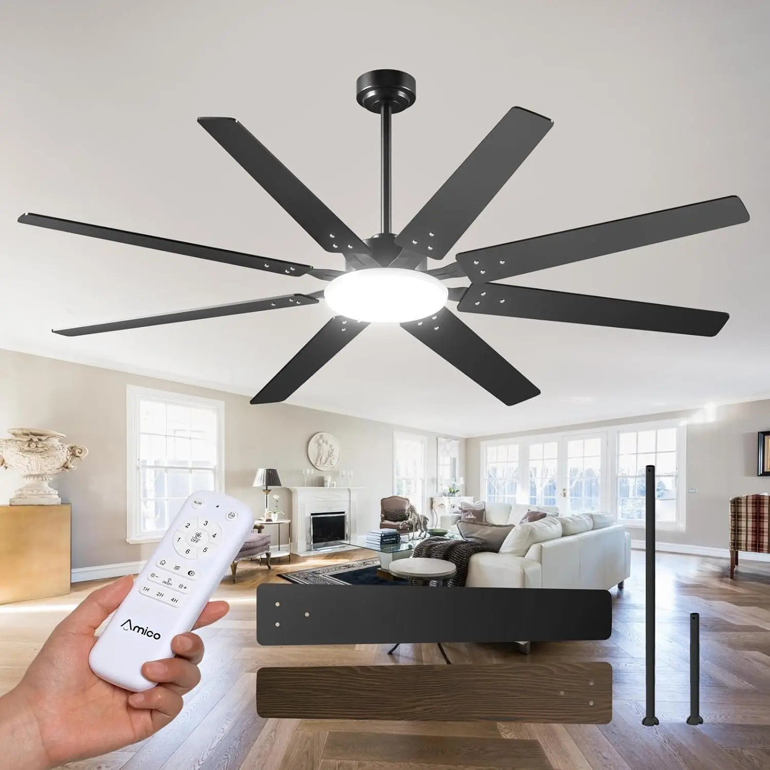 72 inch Ceiling Fans with Lights,Large Ceiling Fan with Light and Remote Control, Dimmable, 3CCT, Quiet, Black Modern Ceiling fa
72 inch Ceiling Fans with Lights,Large Ceiling Fan with Light and Remote Control, Dimmable, 3CCT, Quiet, Black Modern Ceiling fa