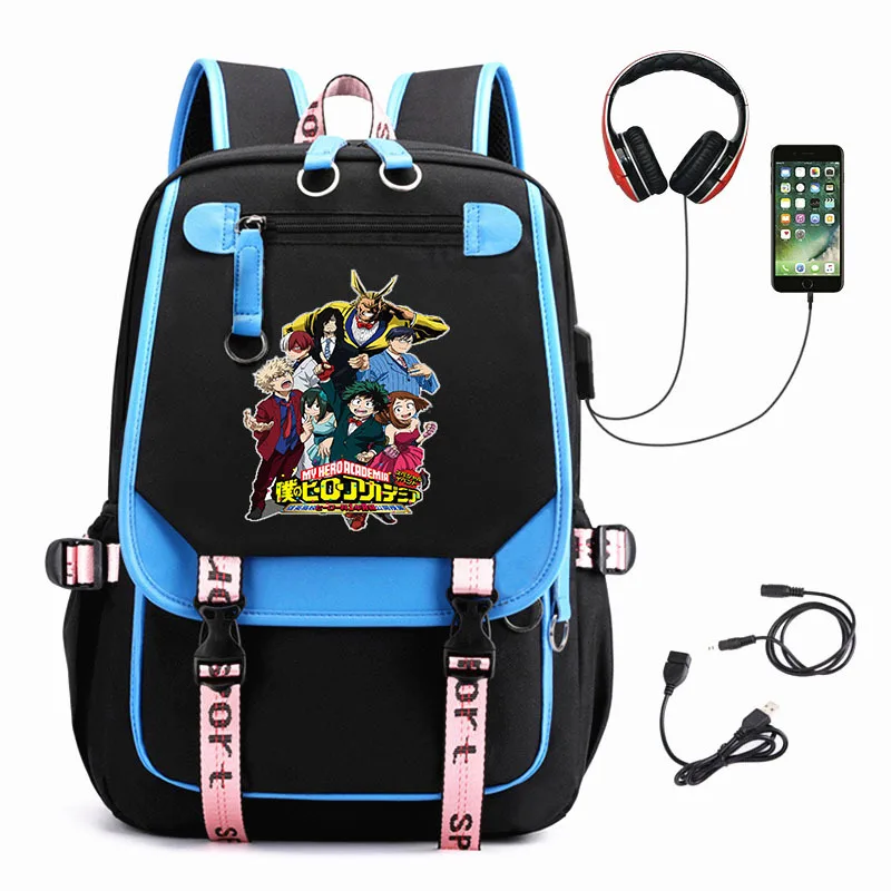 My Hero Academia Cartoon Backpack USB Charging Laptop Travel Backpack School Bags For Teenage Girls Boys Anime Bookbag
My Hero Academia Cartoon Backpack USB Charging Laptop Travel Backpack School Bags For Teenage Girls Boys Anime Bookbag