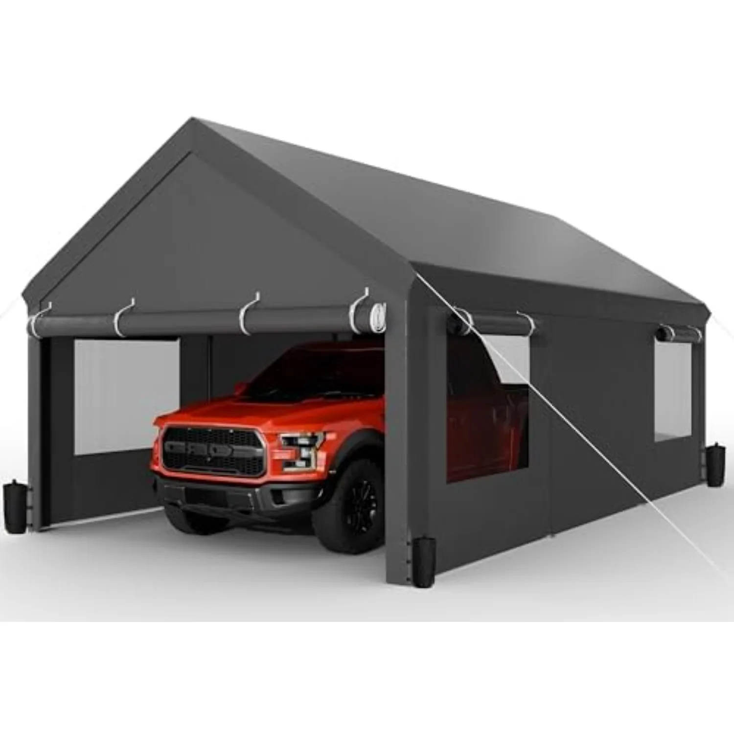 Carport, 12x20 ft Heavy Duty Carport with Roll-up Windows, Portable Garage with Removable Sidewalls & Doors, Car Canopy
Carport, 12x20 ft Heavy Duty Carport with Roll-up Windows, Portable Garage with Removable Sidewalls & Doors, Car Canopy
