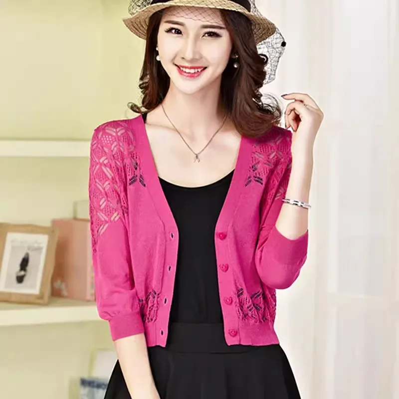 Women Solid Rose Madder Color Female Outerwear Short Sweater Long Sleeve Cardigan Coats
Women Solid Rose Madder Color Female Outerwear Short Sweater Long Sleeve Cardigan Coats