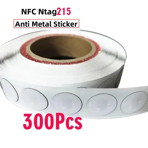 300 Anti Metal NFC Tags NFC Stickers On-Metal White NFC Stickers Compatible with Android & iPhone 504 Bytes Memory Programmable