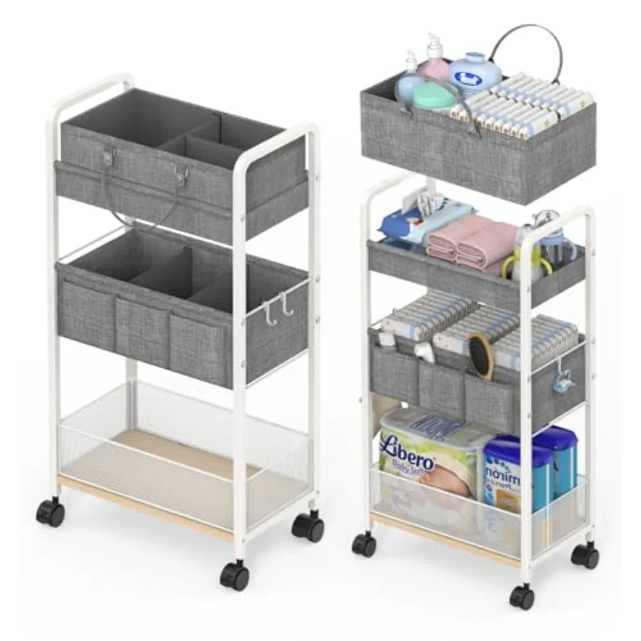 2In1 Baby Diaper Caddy and 3-Tier Rolling Diaper Cart, Diaper Caddy Organizer Cart with Dividers, Metal Detachable Bedside Cart
2In1 Baby Diaper Caddy and 3-Tier Rolling Diaper Cart, Diaper Caddy Organizer Cart with Dividers, Metal Detachable Bedside Cart