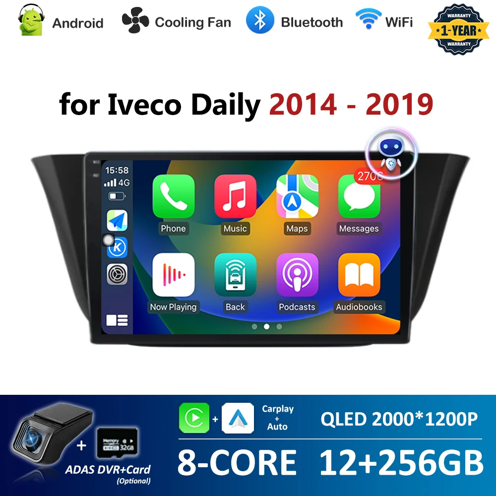 GPS Navi Wireless Carplay Android Auto for Iveco Daily 2014 - 2019 Car Radio Multimedia Player WiFi 4G Bluetooth DSP Stereo
GPS Navi Wireless Carplay Android Auto for Iveco Daily 2014 - 2019 Car Radio Multimedia Player WiFi 4G Bluetooth DSP Stereo