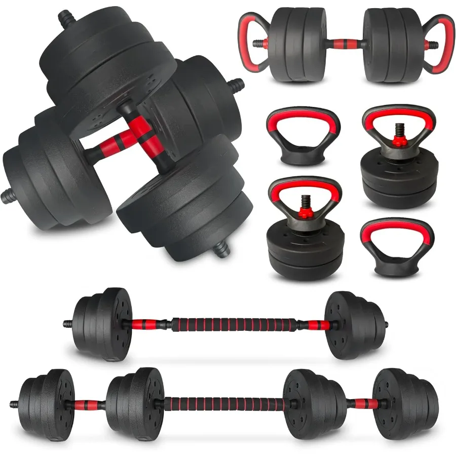 Adjustable Dumbbell Set 25LB, Changeable Dumbbell Set with Connecting Rod 4 in1 Dumbbells Set Used as Barbell, Kettlebells, Push
Adjustable Dumbbell Set 25LB, Changeable Dumbbell Set with Connecting Rod 4 in1 Dumbbells Set Used as Barbell, Kettlebells, Push