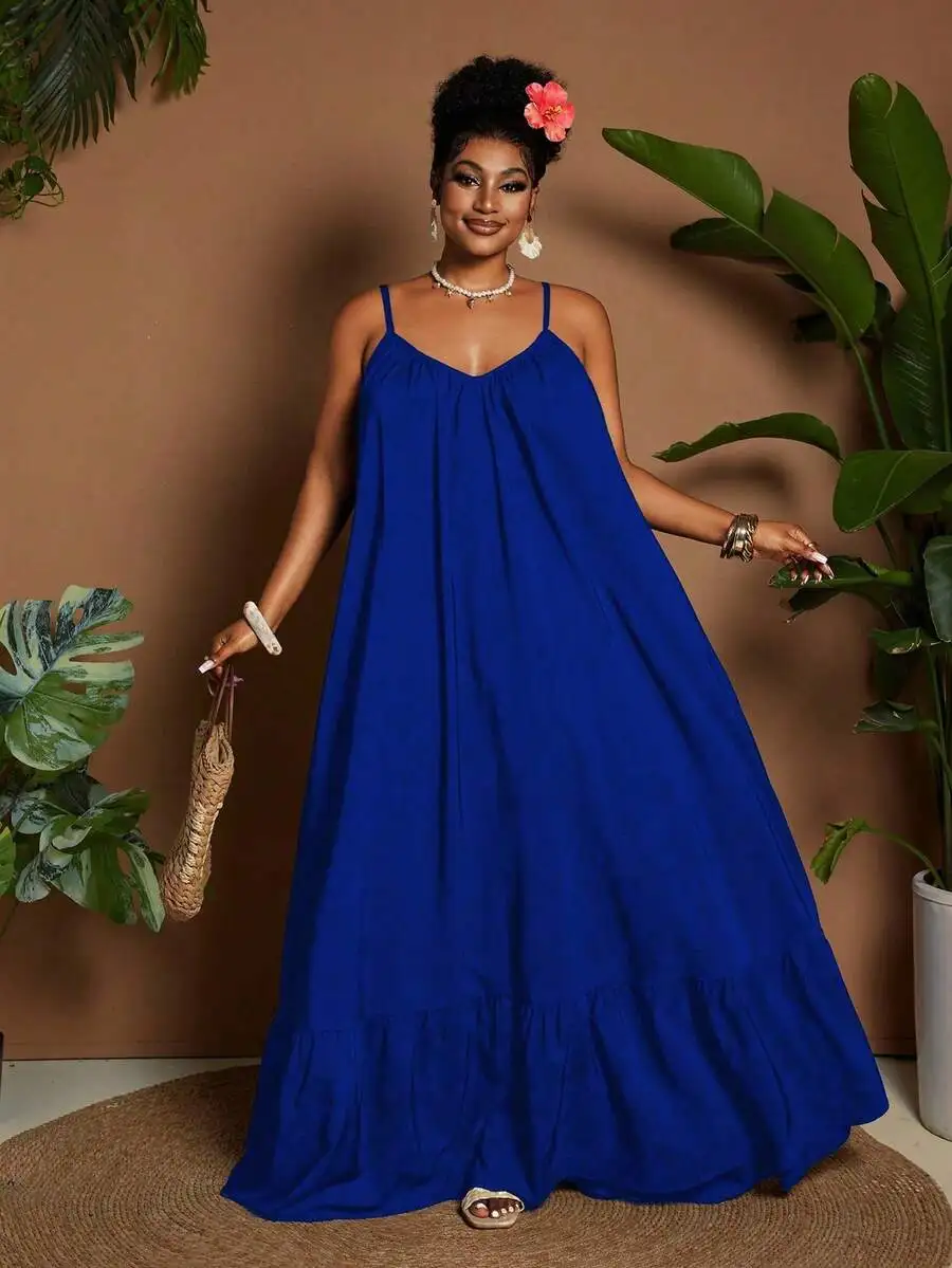 Plus Size Women Casual Vacation Solid Color Spaghetti Strap Loose Flowy Maxi Dress
Plus Size Women Casual Vacation Solid Color Spaghetti Strap Loose Flowy Maxi Dress