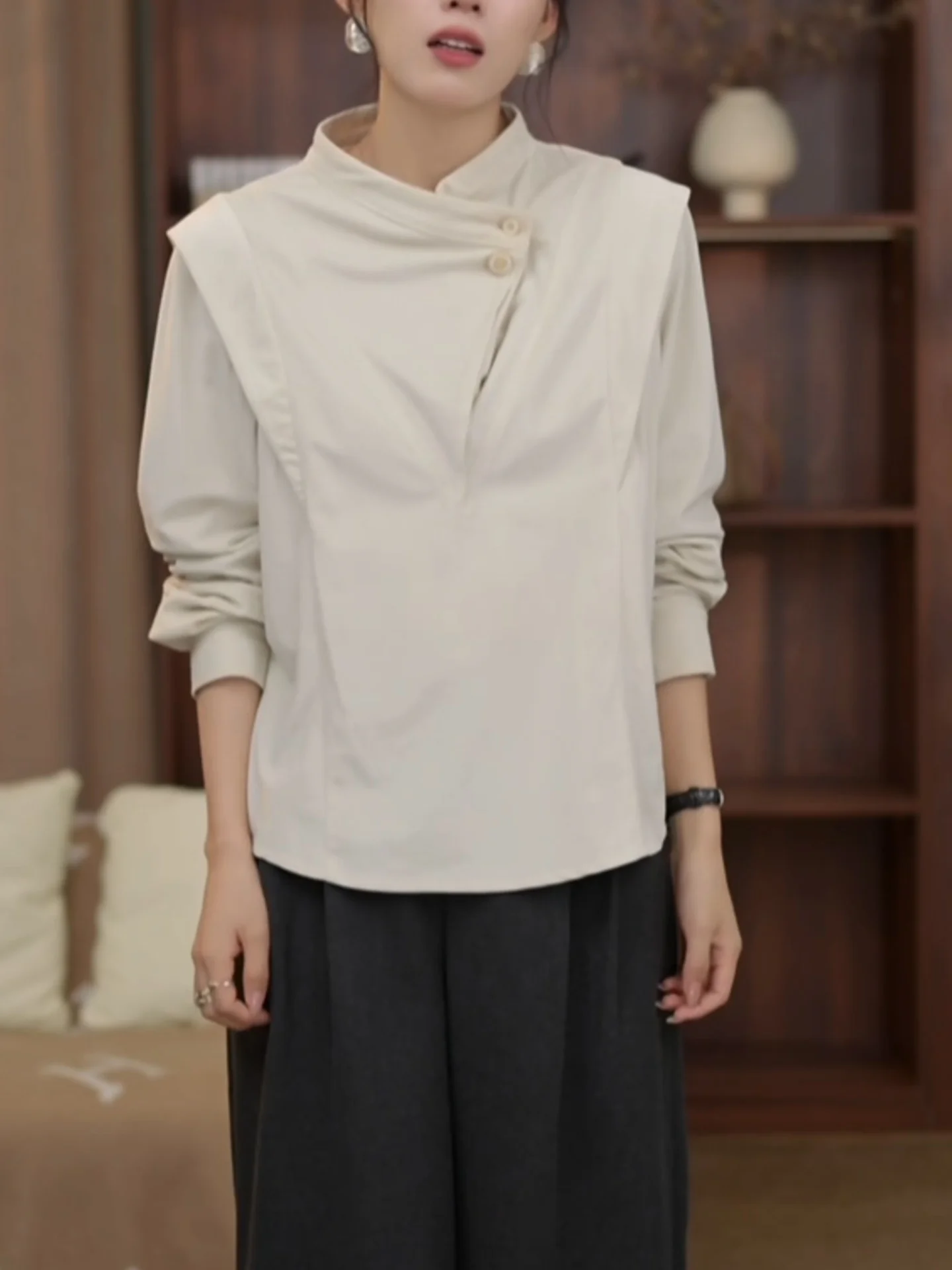 White Oversized Long Sve irt Women's Design Sensation Uneven Waist Cinching Autumn Winter New Sle Casual Sle
White Oversized Long Sve irt Women's Design Sensation Uneven Waist Cinching Autumn Winter New Sle Casual Sle
