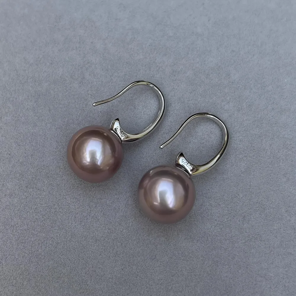 Natural Pearl Earrings Earhook AAAA10-11mm South Sea Round Purple Pearl Earrings 925s
Natural Pearl Earrings Earhook AAAA10-11mm South Sea Round Purple Pearl Earrings 925s