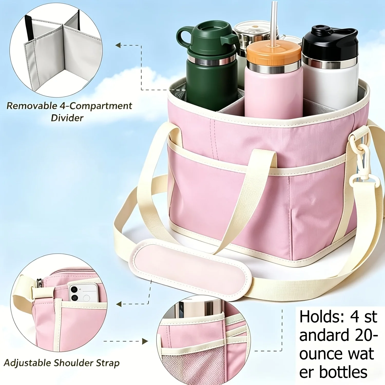 Collapsible Insulated Drink Carrier Portable Water Bottle Tote No Spill Base Shoulder Strap Outdoor Travel Family Daily Home Use
Collapsible Insulated Drink Carrier Portable Water Bottle Tote No Spill Base Shoulder Strap Outdoor Travel Family Daily Home Use