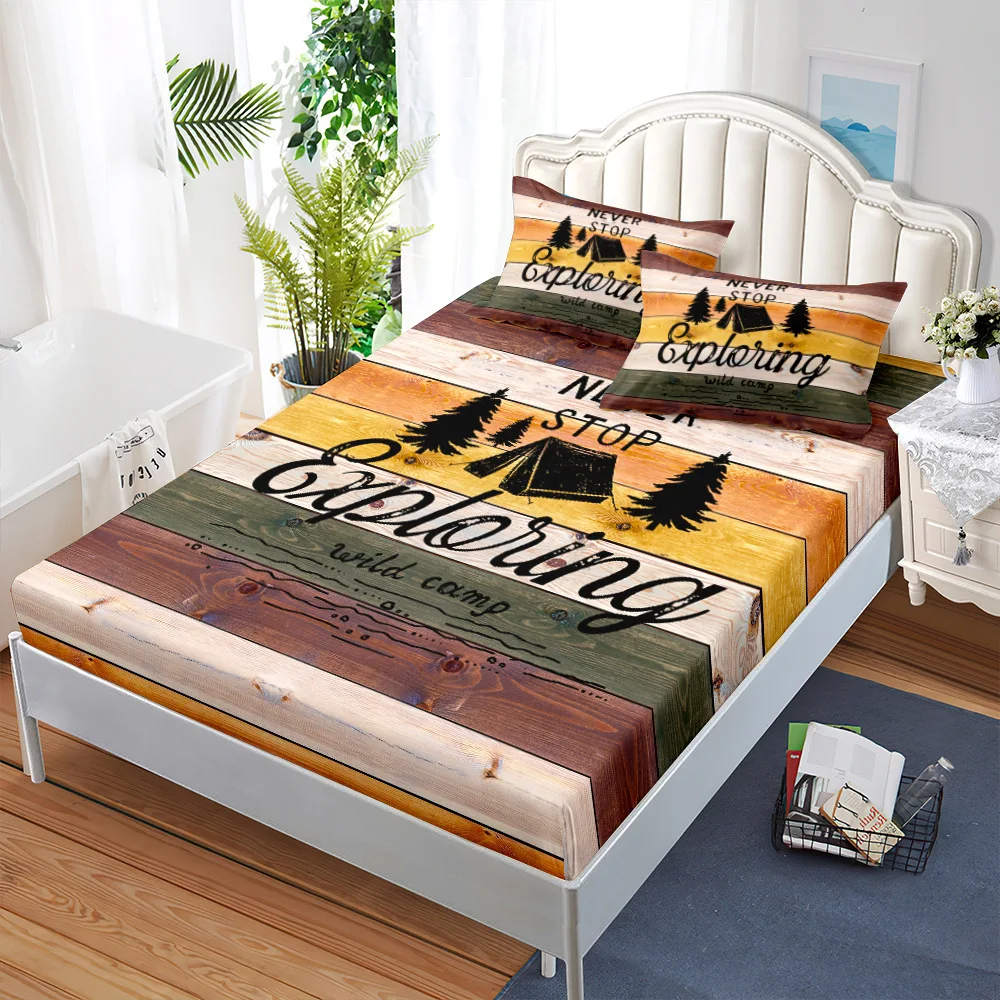 Camping Design 2/3-Pieces Bed Sheet Set - 100% Polyester, Digital Print, Breathable All-Season Fitted Sheet and Pillowcase Set
Camping Design 2/3-Pieces Bed Sheet Set - 100% Polyester, Digital Print, Breathable All-Season Fitted Sheet and Pillowcase Set
