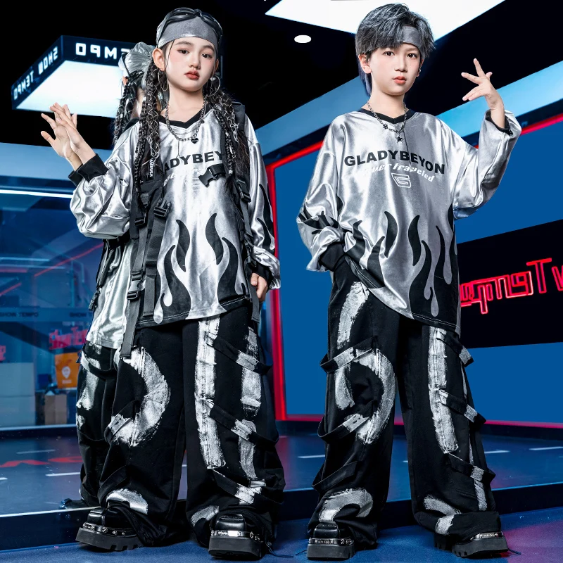 Child Fashion Street Style Clothing Set Dance Outfit for Boy Girl Silver Hip Hop Stage Costume Kids Hiphop Performance Uniform
Child Fashion Street Style Clothing Set Dance Outfit for Boy Girl Silver Hip Hop Stage Costume Kids Hiphop Performance Uniform