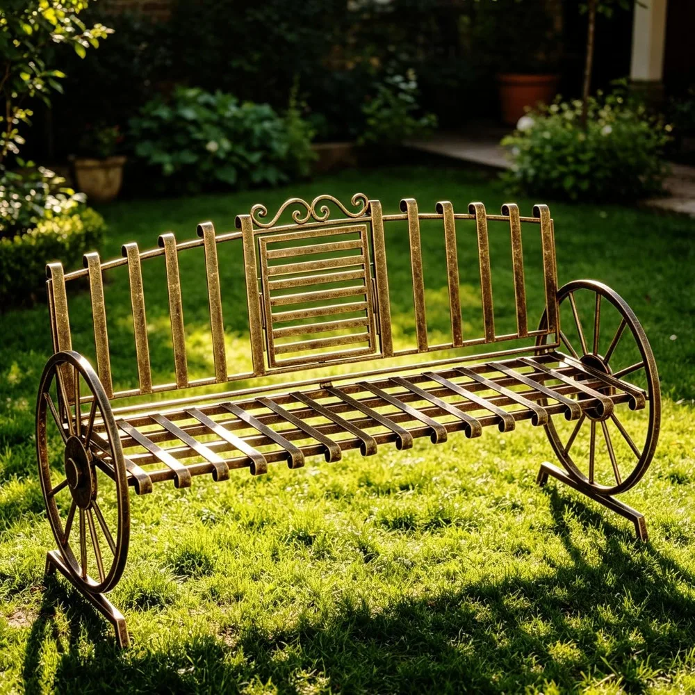 Outdoor Bench Patio Outdoor Garden Bench with Built-in Table, Wagon Wheel Arms, 3 People Outdoor Bench Garden Bench, Customized
Outdoor Bench Patio Outdoor Garden Bench with Built-in Table, Wagon Wheel Arms, 3 People Outdoor Bench Garden Bench, Customized