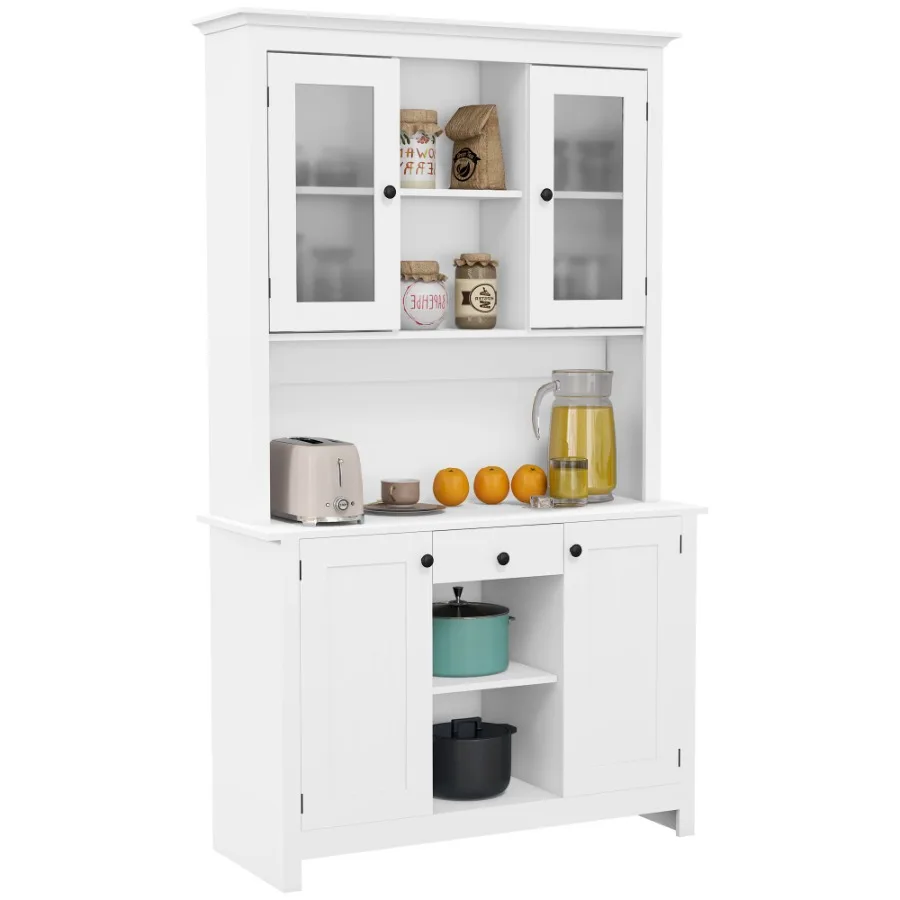 HOMCOM Freestanding Rustic Buffet with Hutch Kitchen Pantry Cabinet Microwave Stand with Beadboard Panel Drawer and Adjustable
HOMCOM Freestanding Rustic Buffet with Hutch Kitchen Pantry Cabinet Microwave Stand with Beadboard Panel Drawer and Adjustable