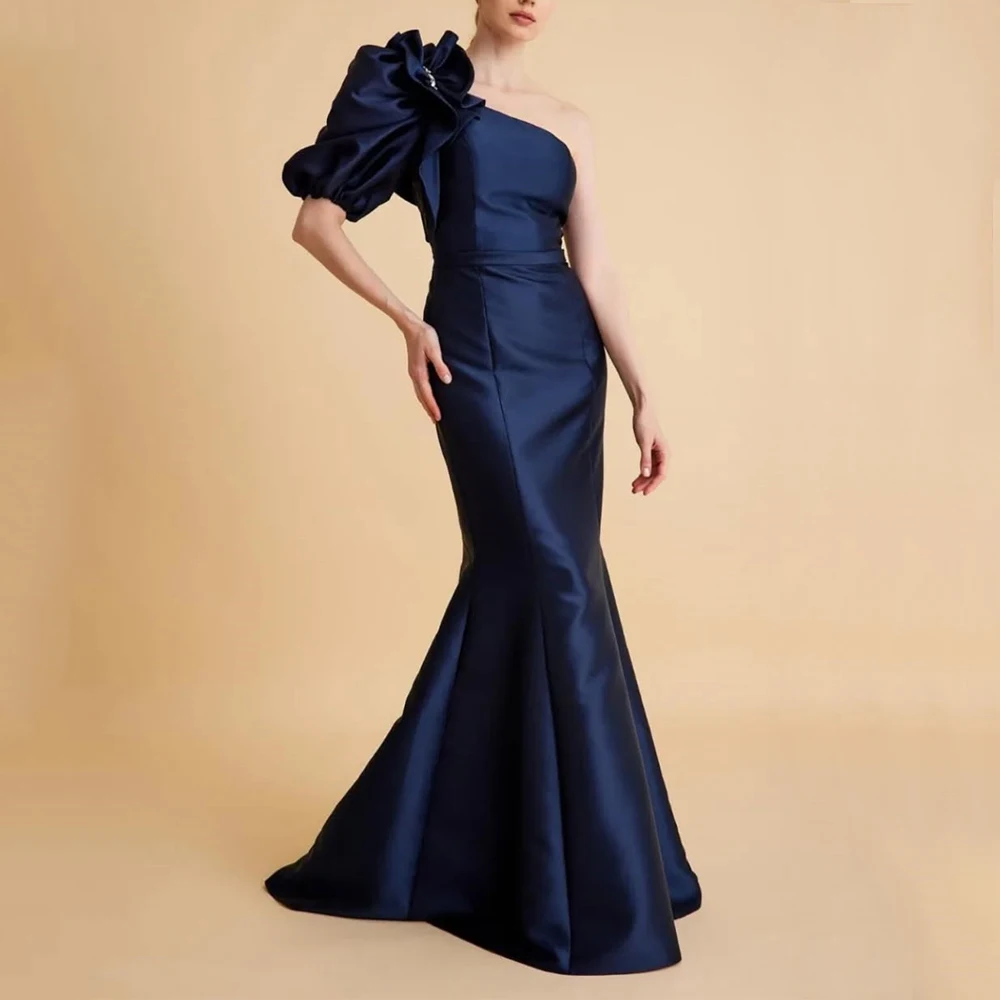 Classic One Shoulder Evening Dress Mermaid Floor Length Women Customized Satin with Belt Half Sleeve Formal Occasion Gown
Classic One Shoulder Evening Dress Mermaid Floor Length Women Customized Satin with Belt Half Sleeve Formal Occasion Gown