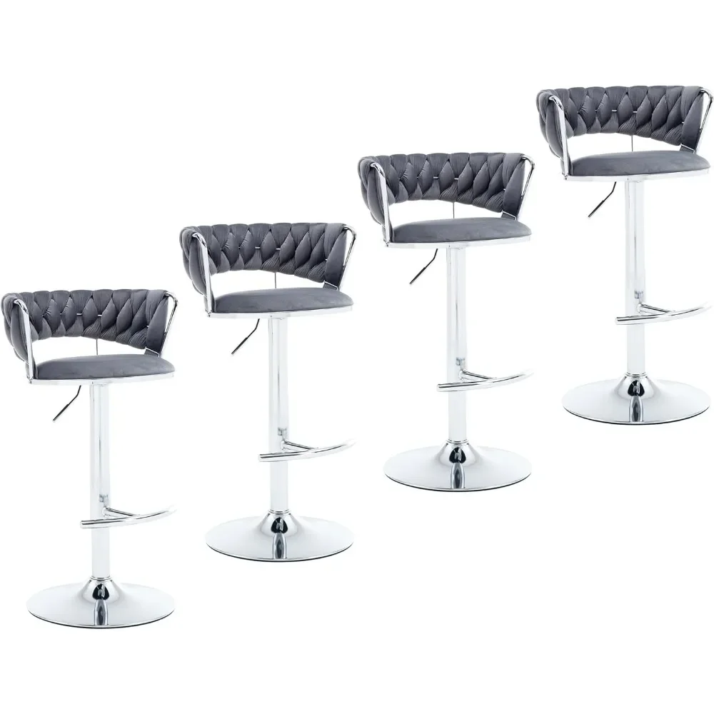 Set of 4 Swivel Velvet Bar Stools, Woven Backrest, Height-Adjustable Counter Stools for Kitchen Island, Modern Bar Chairs
Set of 4 Swivel Velvet Bar Stools, Woven Backrest, Height-Adjustable Counter Stools for Kitchen Island, Modern Bar Chairs