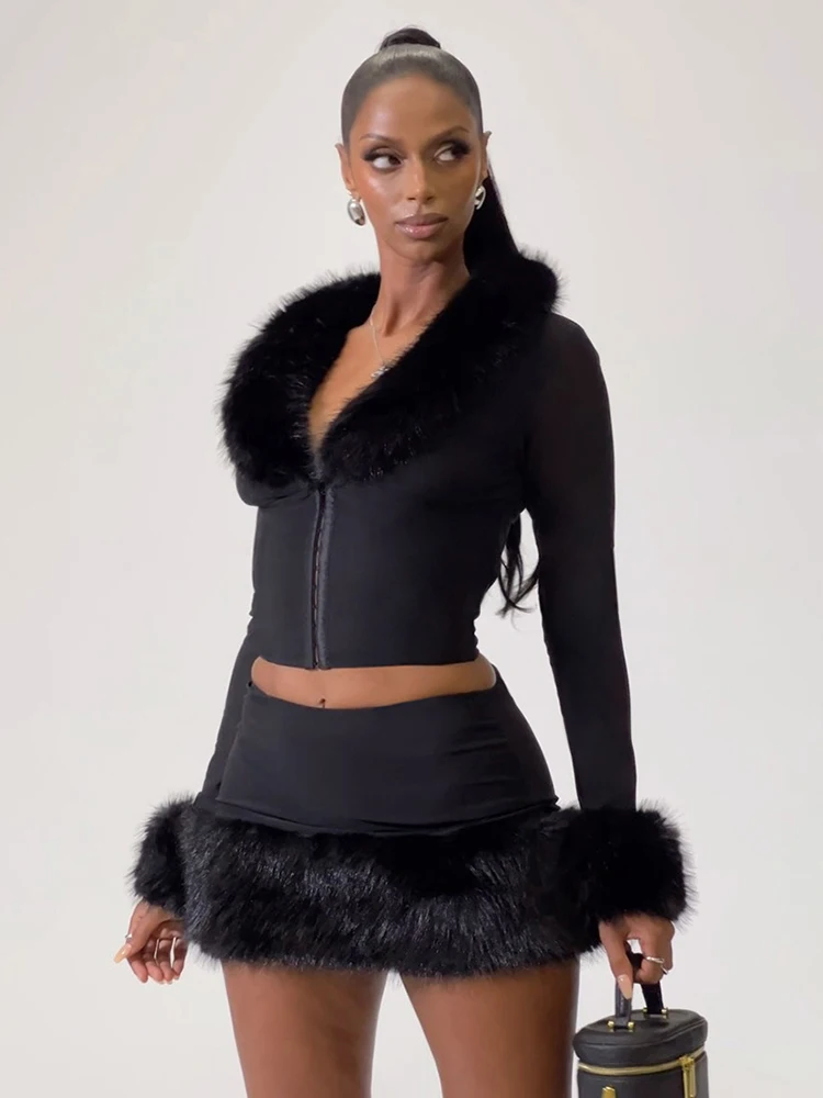 Nibber Элегантный комплект из 2 предметов, женский пушистый лоскутный осенний стиль, укороченный топ с длинными рукавами и потайной грудью + мини-юбки, модные костюмы
Nibber Элегантный комплект из 2 предметов, женский пушистый лоскутный осенний стиль, укороченный топ с длинными рукавами и потайной грудью + мини-юбки, модные костюмы