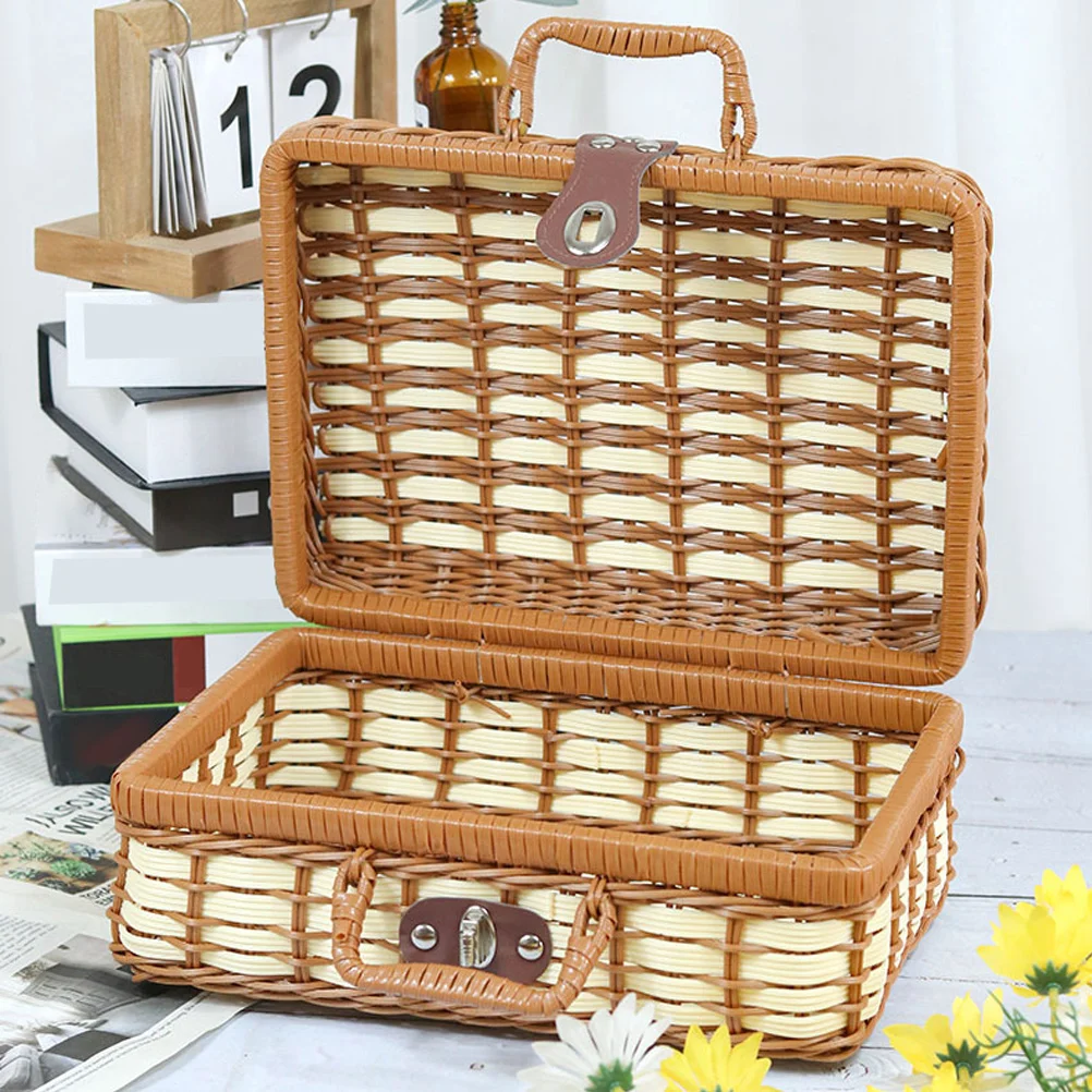 Compartments Rattan Box Vintage Suitcase Imitation Picnic Basket Make up Toy Storage Baskets
Compartments Rattan Box Vintage Suitcase Imitation Picnic Basket Make up Toy Storage Baskets