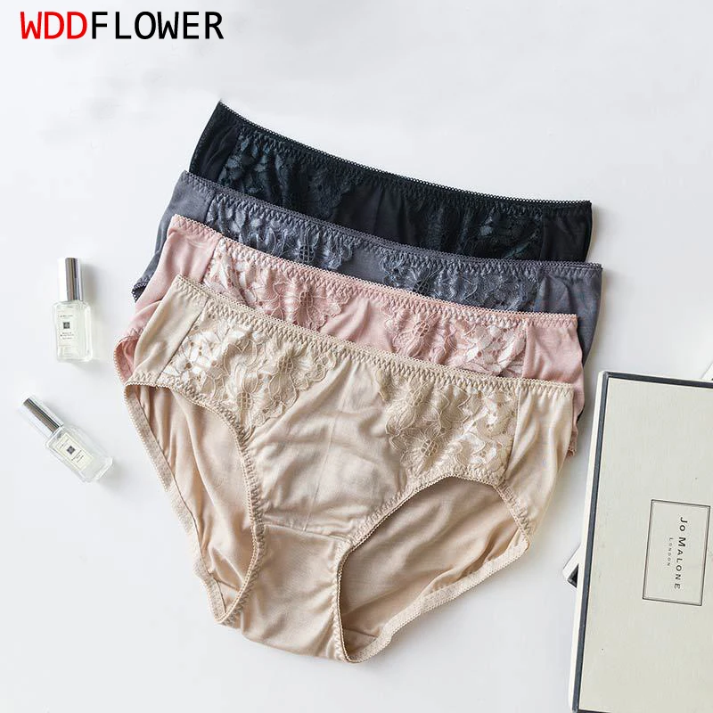 4PCS/Lot 100% Mulberry Silk Women Middle Rise Lace Panties Soft Briefs Underwear Comfortable Healthy Everyday Wear TG021
4PCS/Lot 100% Mulberry Silk Women Middle Rise Lace Panties Soft Briefs Underwear Comfortable Healthy Everyday Wear TG021