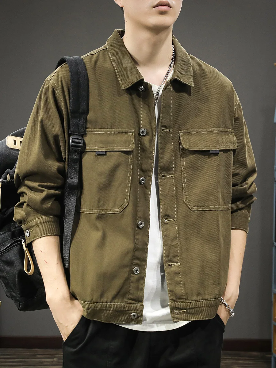 American Retro Heavyweight Men's Workwear Jaet Loose Fit Casual Denim Coat Turn-down Collar Multi-ket Faion Urban Sle
American Retro Heavyweight Men's Workwear Jaet Loose Fit Casual Denim Coat Turn-down Collar Multi-ket Faion Urban Sle