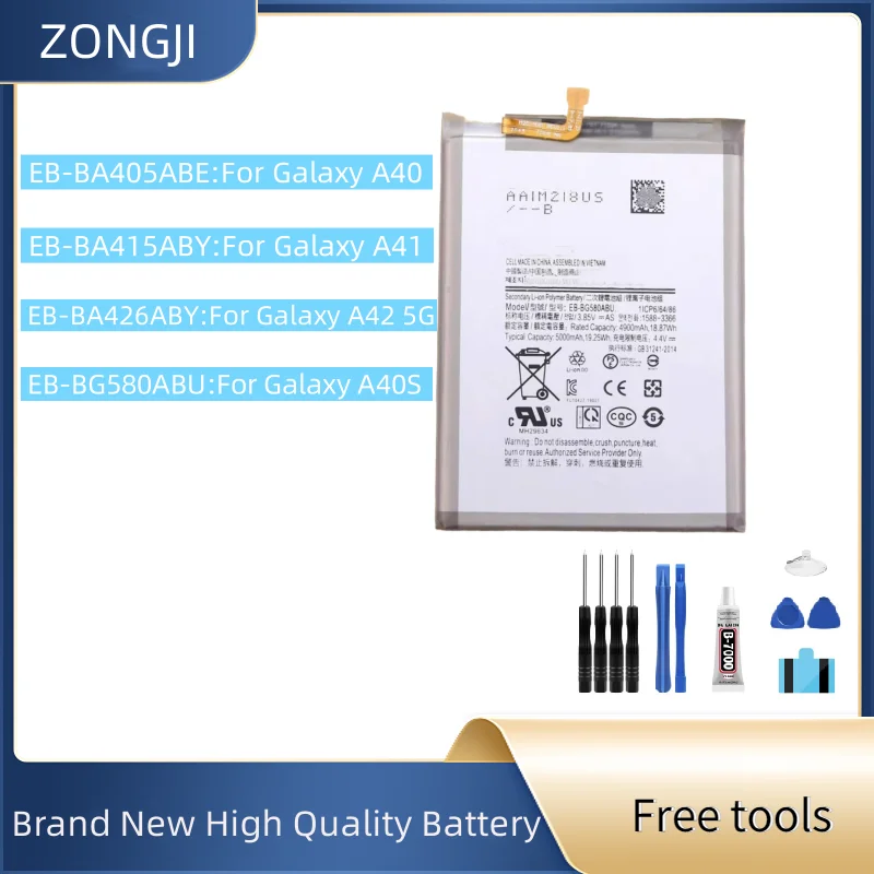 New Battery EB-BA405ABE EB-BA415ABY EB-BA426ABY EB-BG580ABU Battery For Galaxy A40 A41 A42 5G A40S Battery +Free Tools
New Battery EB-BA405ABE EB-BA415ABY EB-BA426ABY EB-BG580ABU Battery For Galaxy A40 A41 A42 5G A40S Battery +Free Tools