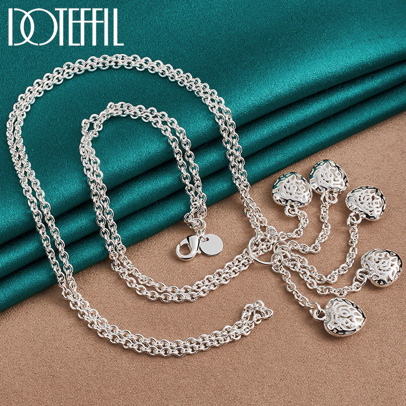 DOTEFFIL 925 Sterling Silver Multi-Chain Hollow Ball Five Heart Necklace Chain For Women Engagement Wedding Charm Jewelry
DOTEFFIL 925 Sterling Silver Multi-Chain Hollow Ball Five Heart Necklace Chain For Women Engagement Wedding Charm Jewelry