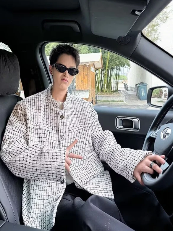 Men's ort Tailored Suit Jaet Autumn Faion Plaid Polyester Fiber Long Sve Stand Collar Light Luxury Sle Regular Fit
Men's ort Tailored Suit Jaet Autumn Faion Plaid Polyester Fiber Long Sve Stand Collar Light Luxury Sle Regular Fit