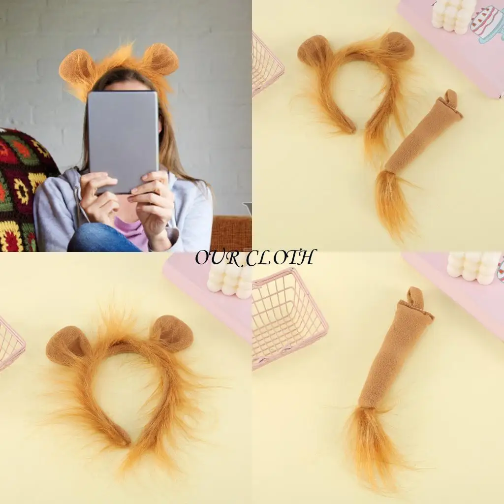 Plush Lions Costume Set Lions Ear Tail Animal Fancy Costume for Kids Adult Y1AC
Plush Lions Costume Set Lions Ear Tail Animal Fancy Costume for Kids Adult Y1AC