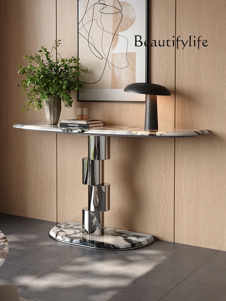 Super narrow entrance table Hotel corridor view table High-end Italian light luxury marble luxury stone entrance table
Super narrow entrance table Hotel corridor view table High-end Italian light luxury marble luxury stone entrance table