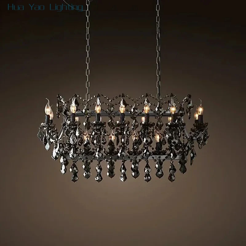 American Candle Holder Crystal Rectangle Chandelier Vintage Black Candle Chandelier LED Smoke Crystal Lamp For Dining Room
American Candle Holder Crystal Rectangle Chandelier Vintage Black Candle Chandelier LED Smoke Crystal Lamp For Dining Room