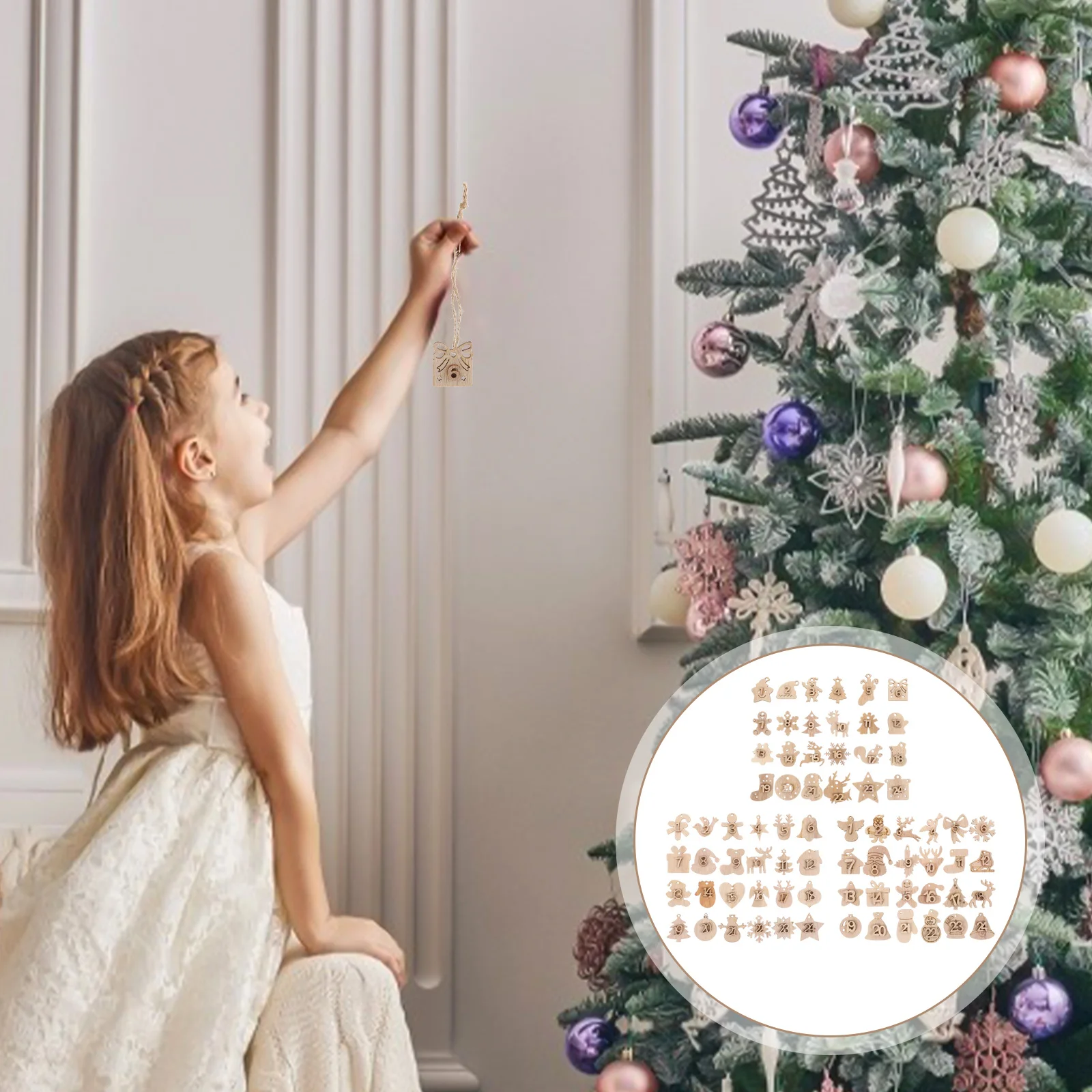 72Pcs Christmas Advent Calendar Numbers Wood Hanging Calendar Numbers Xmas Tree Hanging Pendant Xmas Decoration
72Pcs Christmas Advent Calendar Numbers Wood Hanging Calendar Numbers Xmas Tree Hanging Pendant Xmas Decoration