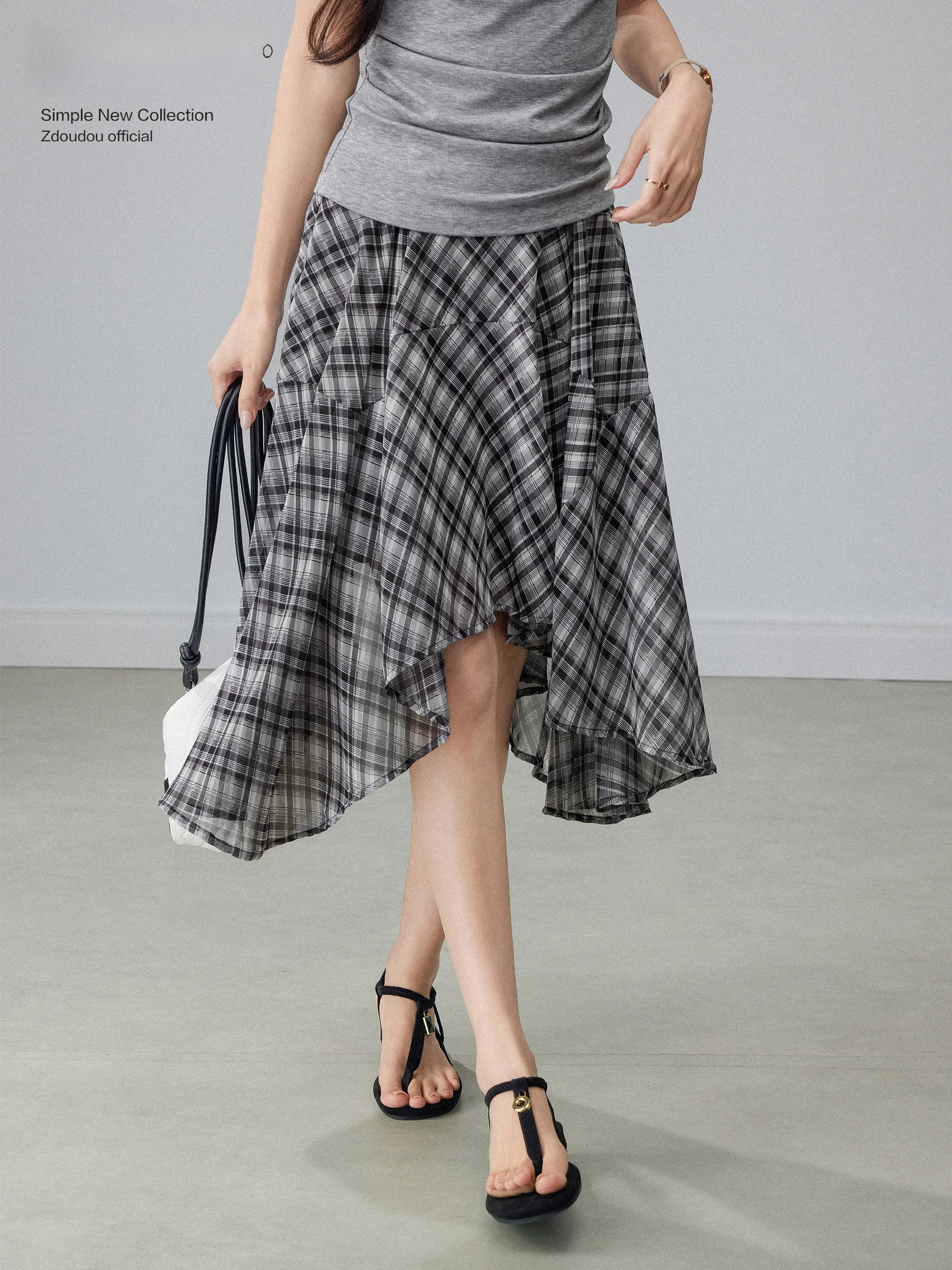 Chang Dou Dou Color Block Plaid Asymmetrical High Waist Slimming A-Line Midi Skirt for Women Summer New Style Hanging Feeling
Chang Dou Dou Color Block Plaid Asymmetrical High Waist Slimming A-Line Midi Skirt for Women Summer New Style Hanging Feeling