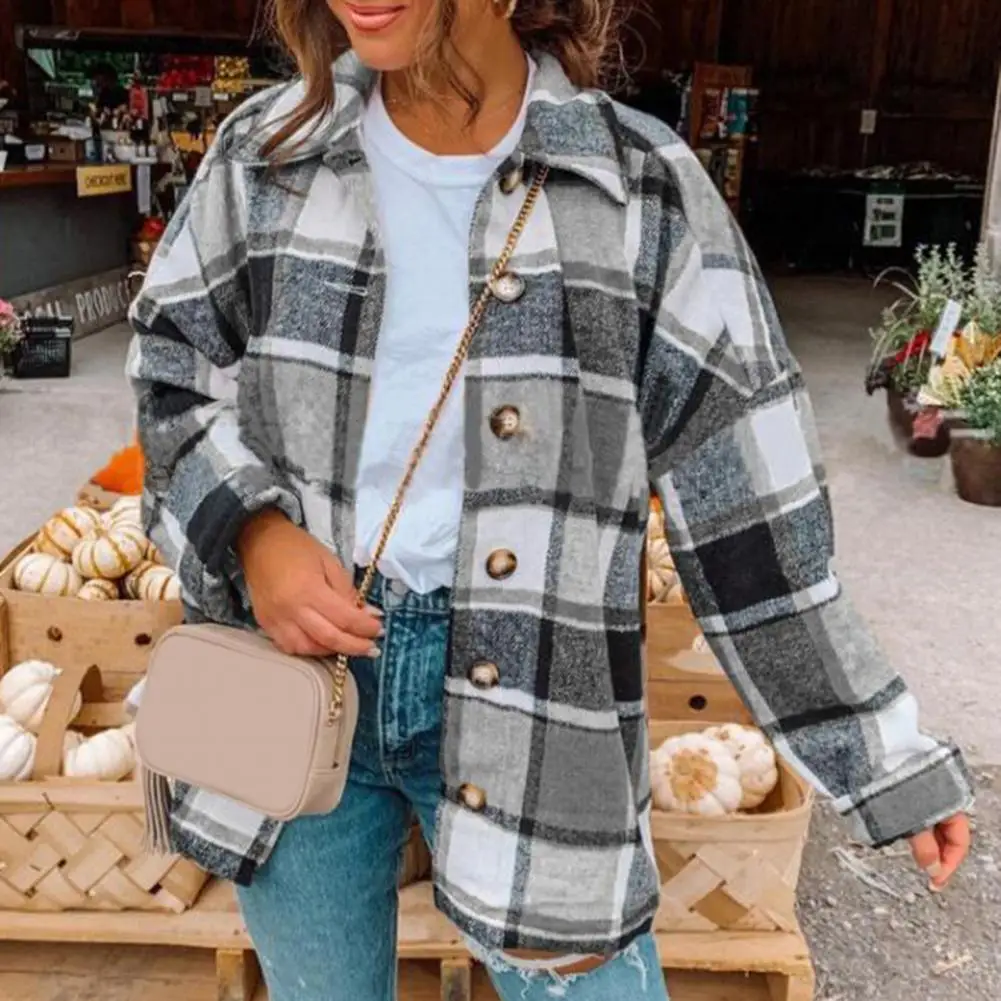 Women Plaid Shirt Coat Plaid Print Lapel Shirt Coat Loose Blouse Jacket for Women Streetwear for Spring Autumn Plaid Print Shirt
Women Plaid Shirt Coat Plaid Print Lapel Shirt Coat Loose Blouse Jacket for Women Streetwear for Spring Autumn Plaid Print Shirt