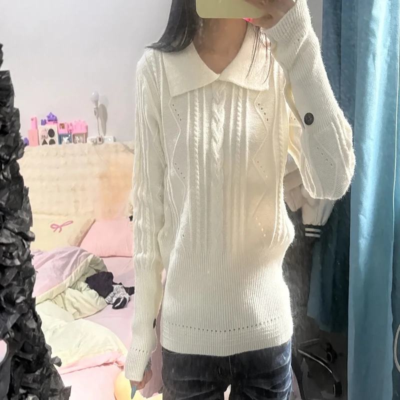 Lace New Twisted Collar Design Pullover Fried Dough Twists Sweaters Knits Autumn and Winter Waist Collection Base Top
Lace New Twisted Collar Design Pullover Fried Dough Twists Sweaters Knits Autumn and Winter Waist Collection Base Top