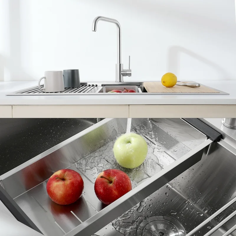 Stainless Steel Kitchen Sink 33x22 Inch Single Bowl Overmount Handmade with Cutting Board Colander Grid LS-SSBR01
Stainless Steel Kitchen Sink 33x22 Inch Single Bowl Overmount Handmade with Cutting Board Colander Grid LS-SSBR01
