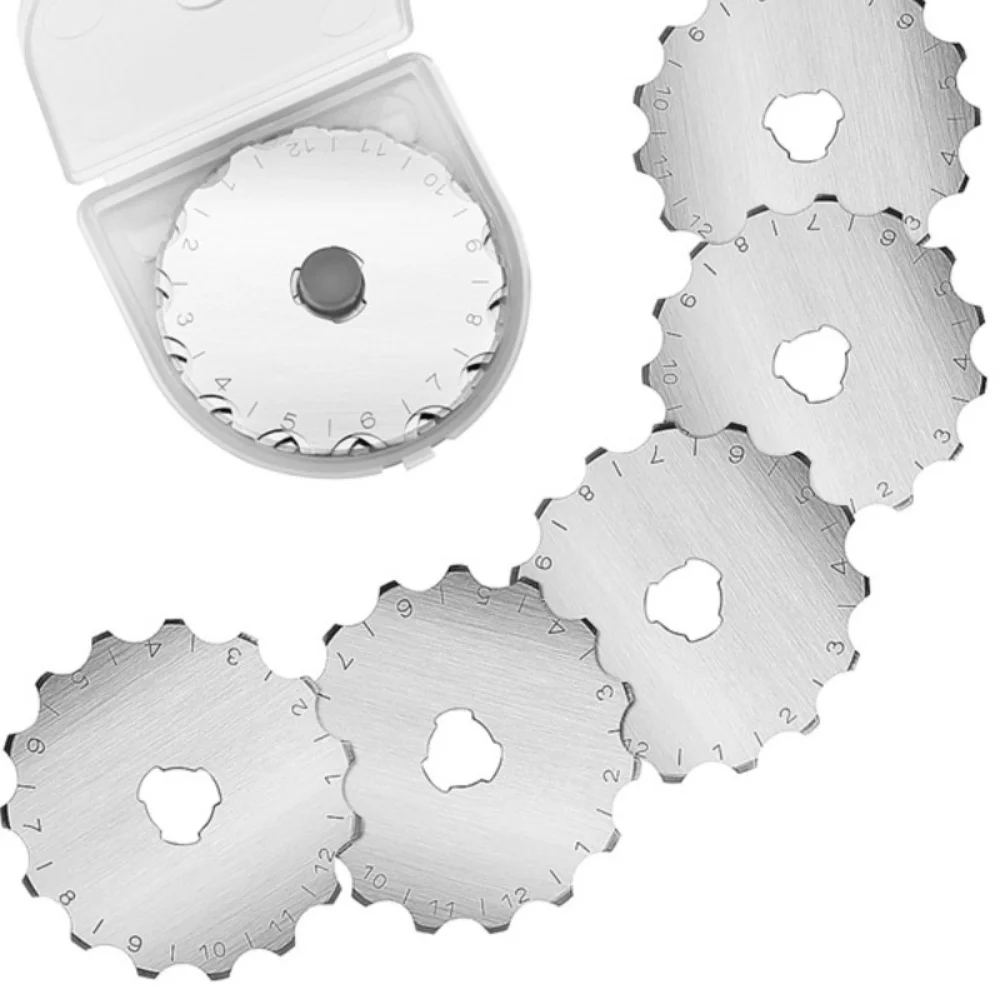 10Pcs 45mm Rotary Cutter Blades Scalloped Cutting Sharp Crochet Edge Rotary Cutter Blade High Wear Proof
10Pcs 45mm Rotary Cutter Blades Scalloped Cutting Sharp Crochet Edge Rotary Cutter Blade High Wear Proof