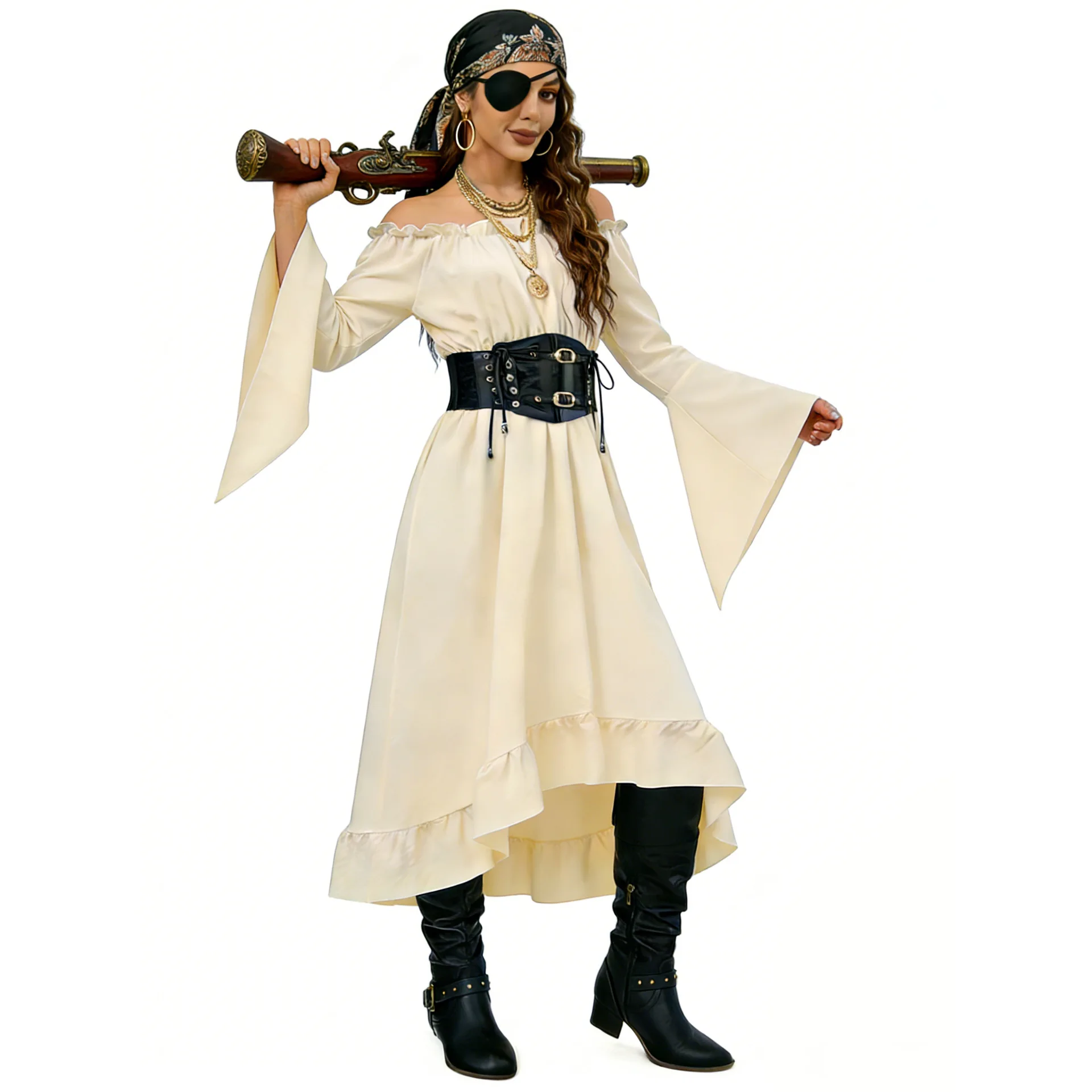Vintage Long Skirt Pirate Costume Women's Halloween Stage Role Play Bell Sleeve Middle Age Retro Women's Fashion Dress
Vintage Long Skirt Pirate Costume Women's Halloween Stage Role Play Bell Sleeve Middle Age Retro Women's Fashion Dress