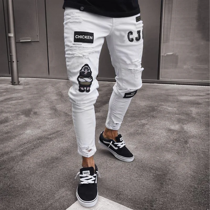 Y2K Men's White Pencil Pants Men Hole Slim Fit High Quality Hip Hop Denim Trousers Mens Stretchy Ripped Skinny Embroidered Jeans
Y2K Men's White Pencil Pants Men Hole Slim Fit High Quality Hip Hop Denim Trousers Mens Stretchy Ripped Skinny Embroidered Jeans