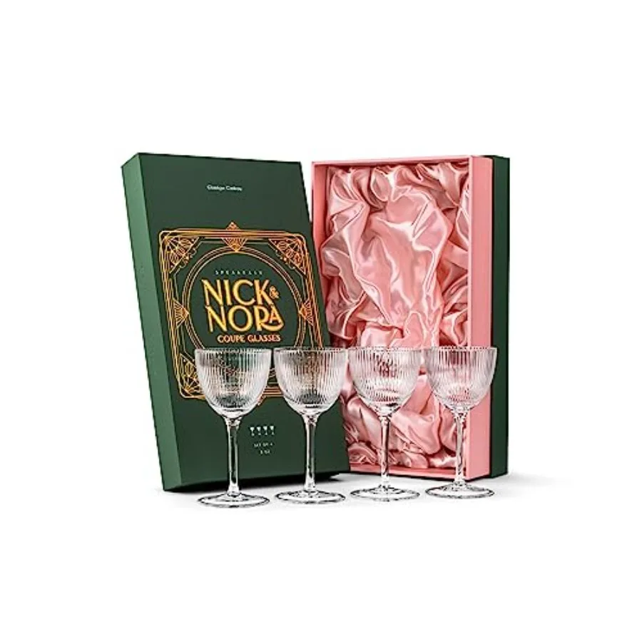 Винтажный набор бокалов для коктейлей в стиле ар-деко Nick and Nora, 4 штуки, 150 мл, хрустальные, с ребристой поверхностью, для классических джинов, виски и виски-воды.
Винтажный набор бокалов для коктейлей в стиле ар-деко Nick and Nora, 4 штуки, 150 мл, хрустальные, с ребристой поверхностью, для классических джинов, виски и виски-воды.