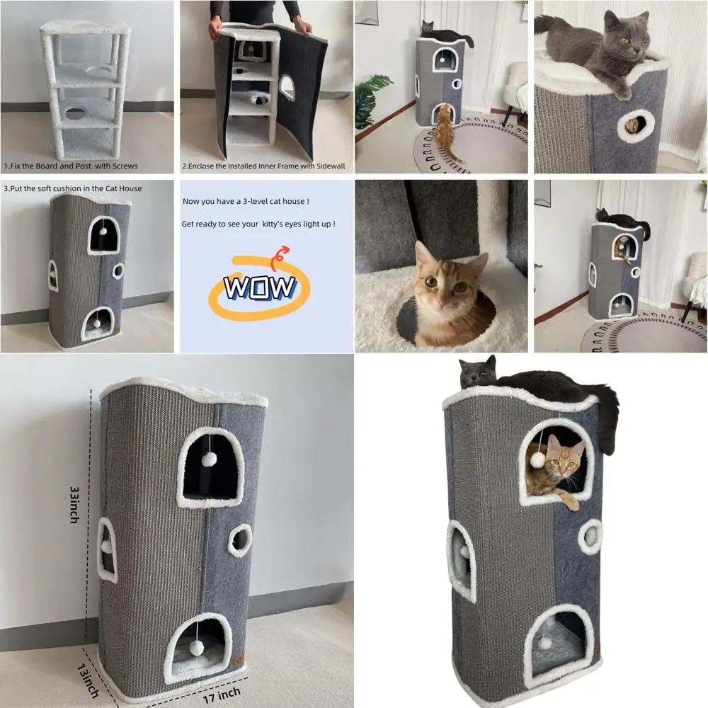 Multi-Level Indoor Cat Tree with Covered Beds, Scratching Pad, and Hideaway Caves for Multiple Cats
Multi-Level Indoor Cat Tree with Covered Beds, Scratching Pad, and Hideaway Caves for Multiple Cats