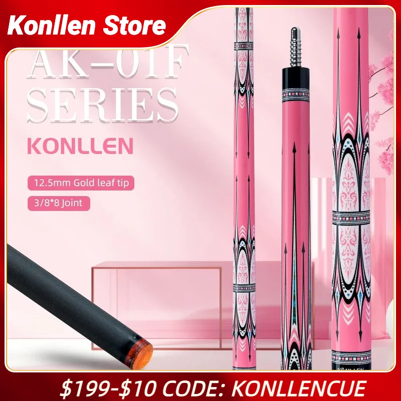 KONLLEN AK01F Carbon Fiber Pool Cue Stick with 12.5mm Tip Low Deflection and Pink Butt Suitable for Woman for Billiard Cue
KONLLEN AK01F Carbon Fiber Pool Cue Stick with 12.5mm Tip Low Deflection and Pink Butt Suitable for Woman for Billiard Cue