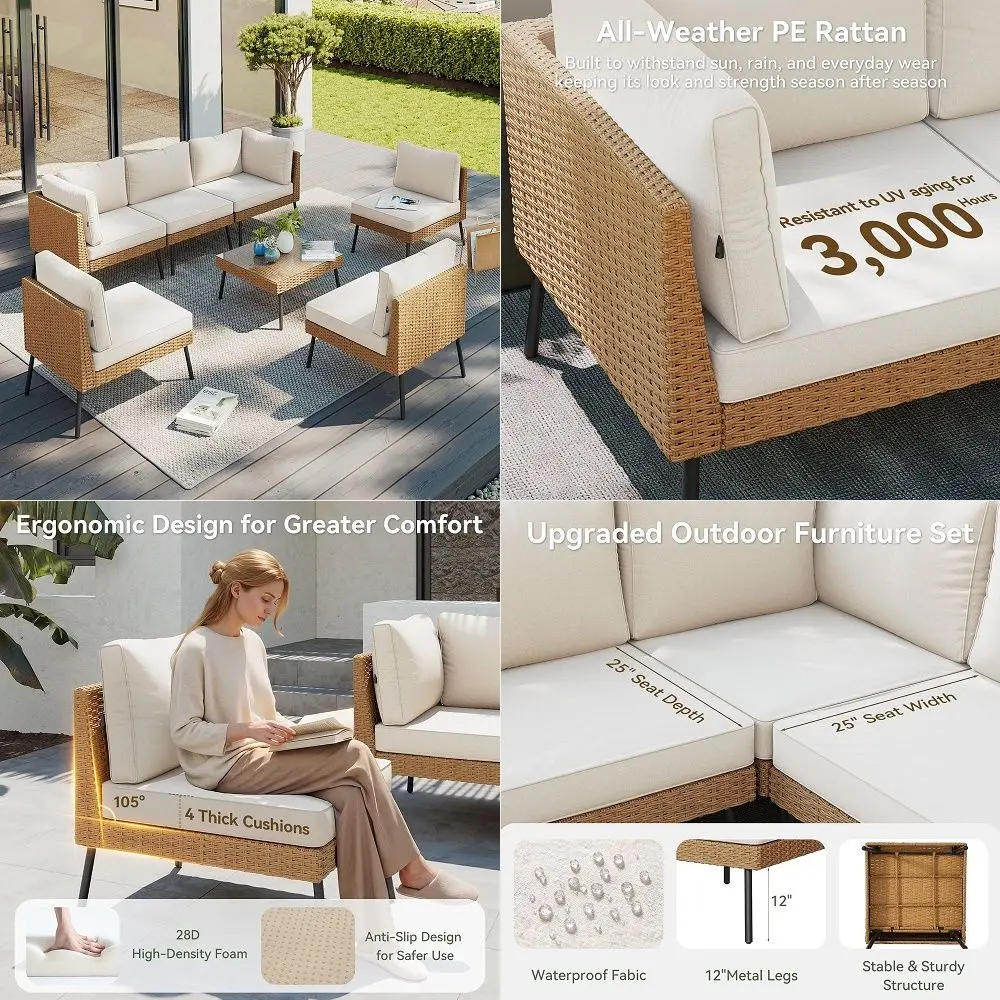 5 Piece Patio Furniture Set, Outdoor Sectional Furniture with Grey Washable Thick Cushions amp Coffee Table, Patio Conversation
5 Piece Patio Furniture Set, Outdoor Sectional Furniture with Grey Washable Thick Cushions amp Coffee Table, Patio Conversation