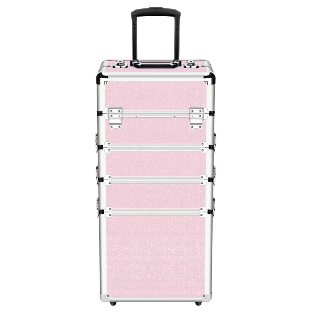 Makeup Case - 4 in 1 Professional Cosmetics Rolling Train Organizer with Aluminum Frame and Folding Trays Pink Diamonds
Makeup Case - 4 in 1 Professional Cosmetics Rolling Train Organizer with Aluminum Frame and Folding Trays Pink Diamonds