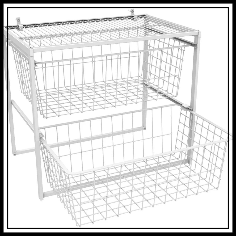 Wire Basket 2 Drawer Organizer Unit with Shelf for Pantry, Closet, Clothes, Linens, Sturdy Steel, Easy Assembly, White
Wire Basket 2 Drawer Organizer Unit with Shelf for Pantry, Closet, Clothes, Linens, Sturdy Steel, Easy Assembly, White