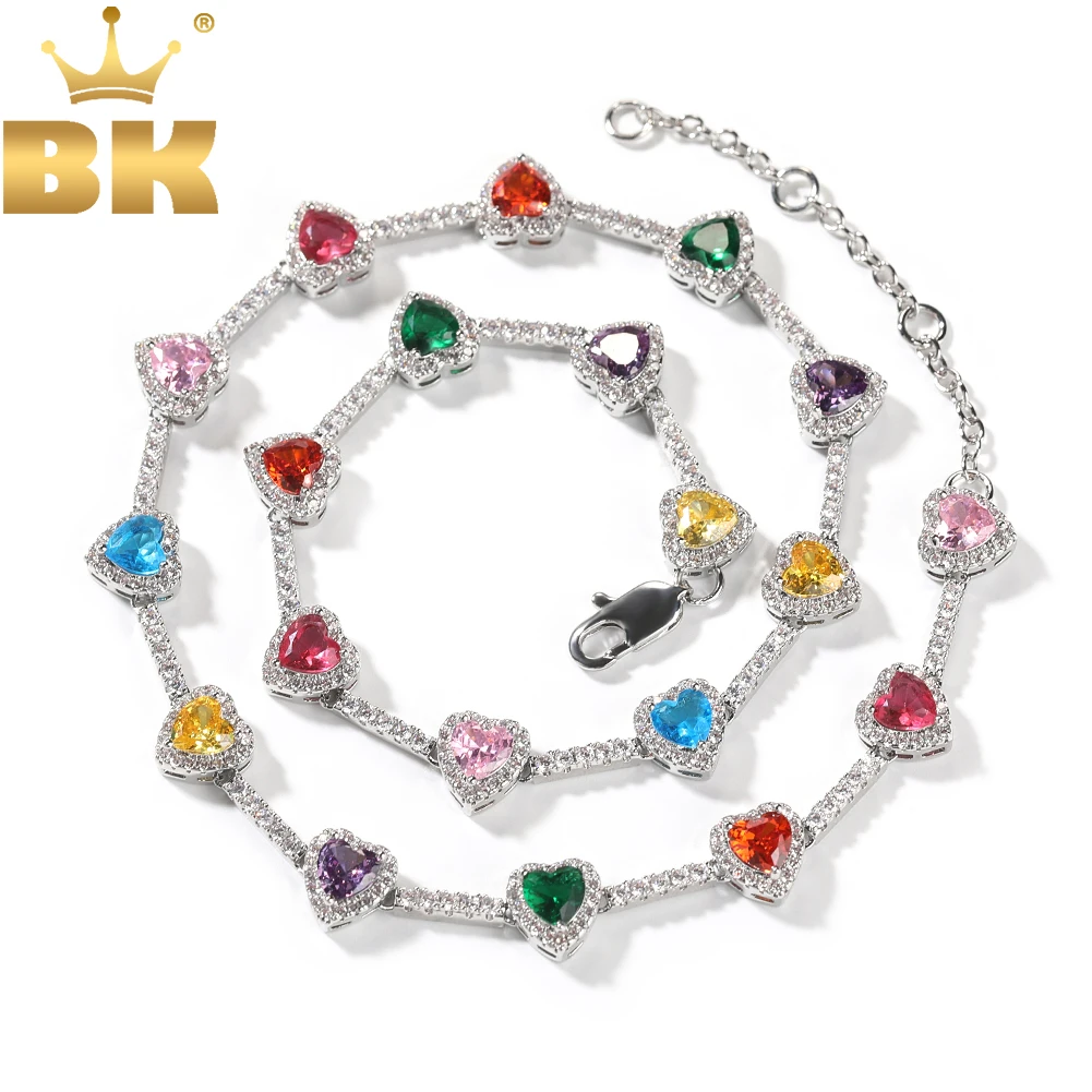 THE BLING KING Rainbow Heart CZ Tennis Bracelet Iced Out AAAAA+ Cubic Zirconia Colorful Gem Bracelet For Women Hiphop Jewelry
THE BLING KING Rainbow Heart CZ Tennis Bracelet Iced Out AAAAA+ Cubic Zirconia Colorful Gem Bracelet For Women Hiphop Jewelry