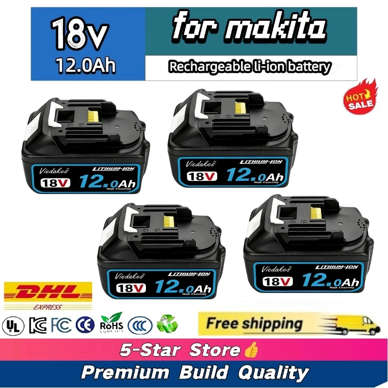 for Makita 18V 6.0/8.0/10.0/12.0Ah Battery - BL1860 Fast-Charging 3000+ Cycles for LXT Tools
for Makita 18V 6.0/8.0/10.0/12.0Ah Battery - BL1860 Fast-Charging 3000+ Cycles for LXT Tools